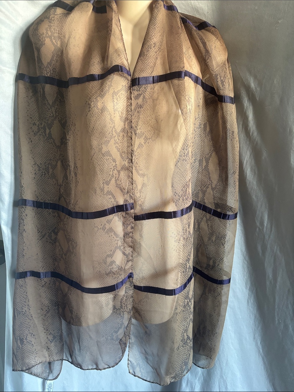Albertazzi Italy Snake-Print Scarf with Navy Stripes